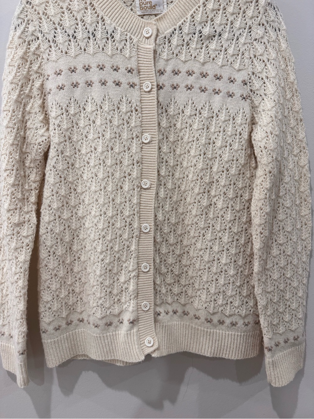 Vtg Size Medium It’s Pure Gould Knit Grandma Cardigan Cottagecore Dainty Floral - Picture 4 of 8